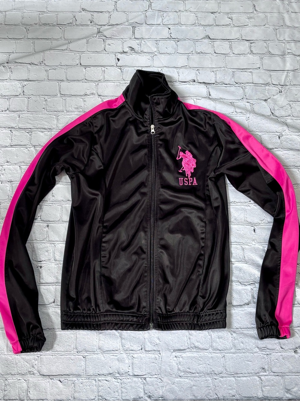Women’s U.S. Polo Assn. Black Jacket with Pink Stripe size Large